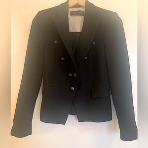 ZARA Doubled Breasted Black Stretch Blazer-Size S